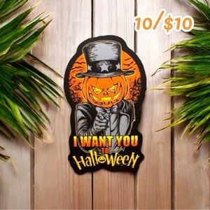 “I Want You to Halloween” Pumpkin Sticker – Approx. 2 3/4”
